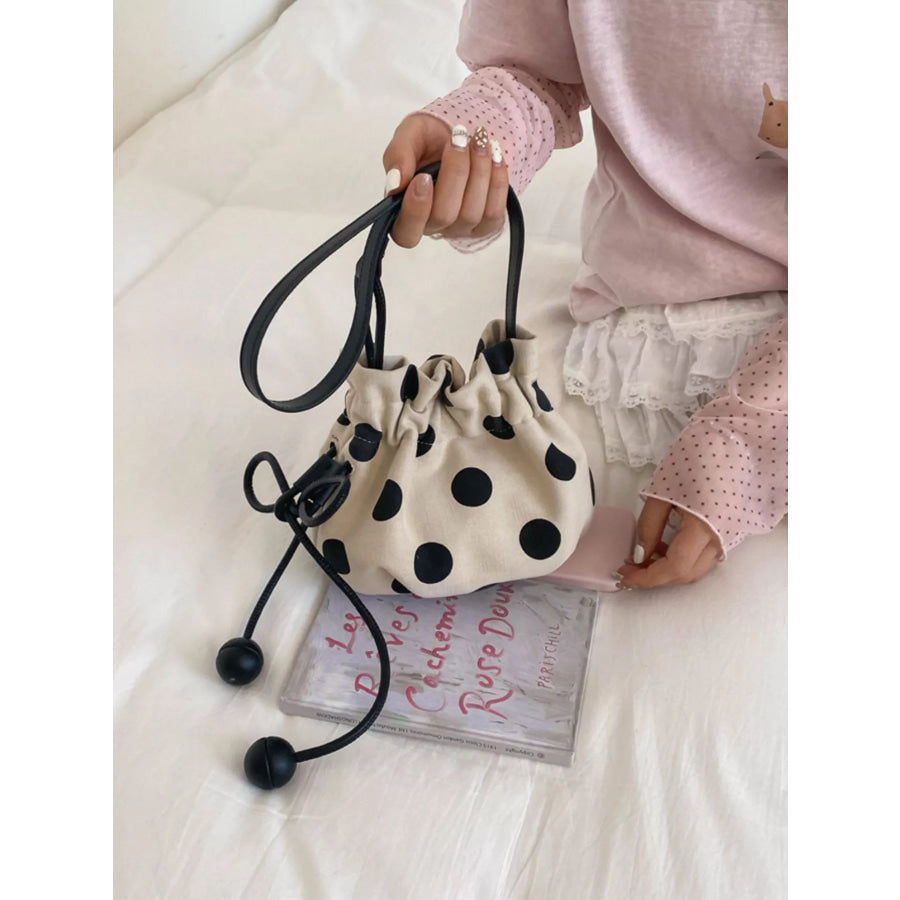Polka Dot Drawstring Crossbody Bag Off-white / onesize Apparel and Accessories