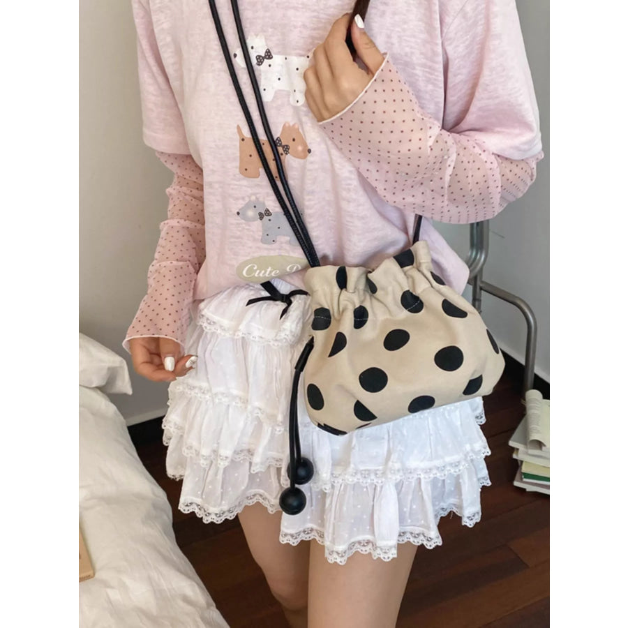 Polka Dot Drawstring Crossbody Bag Off-white / onesize Apparel and Accessories