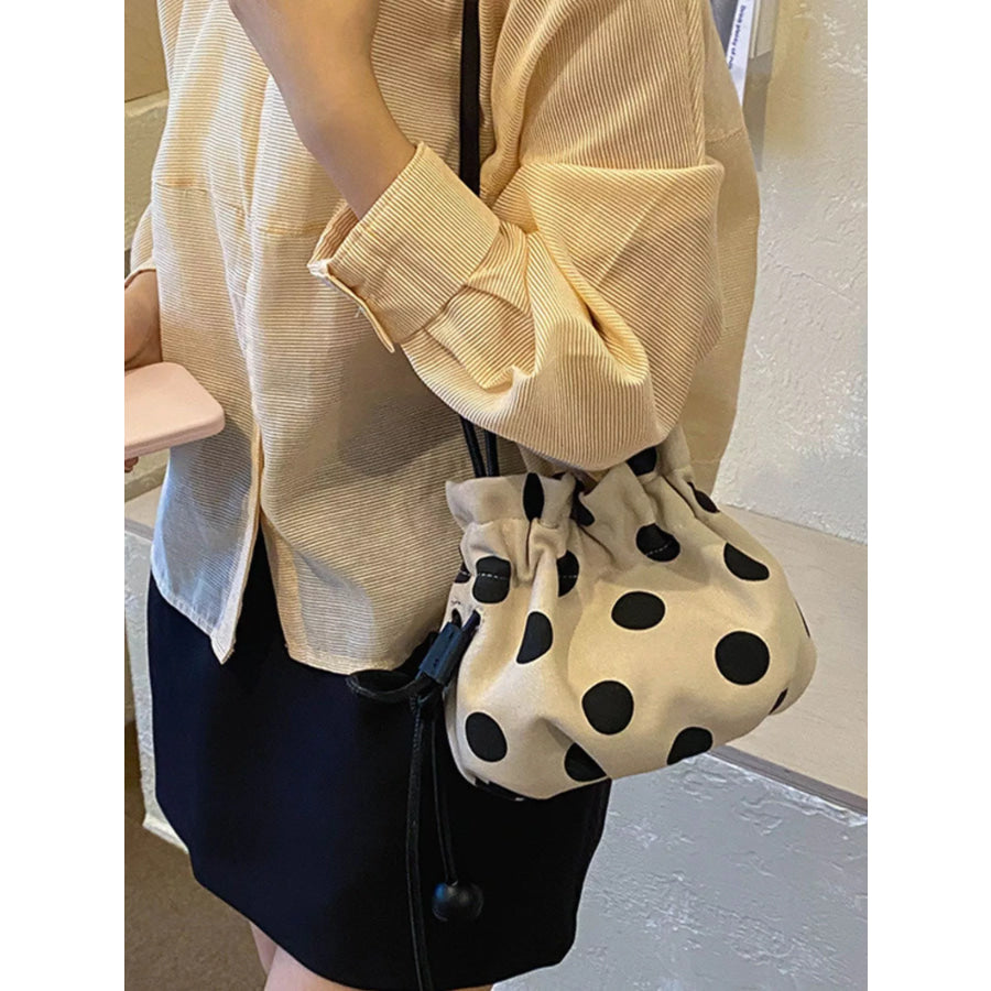 Polka Dot Drawstring Crossbody Bag Off-white / onesize Apparel and Accessories
