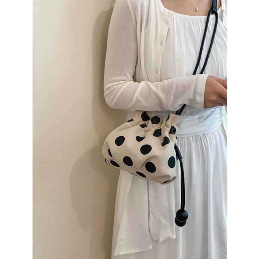 Polka Dot Drawstring Crossbody Bag Off-white / onesize Apparel and Accessories