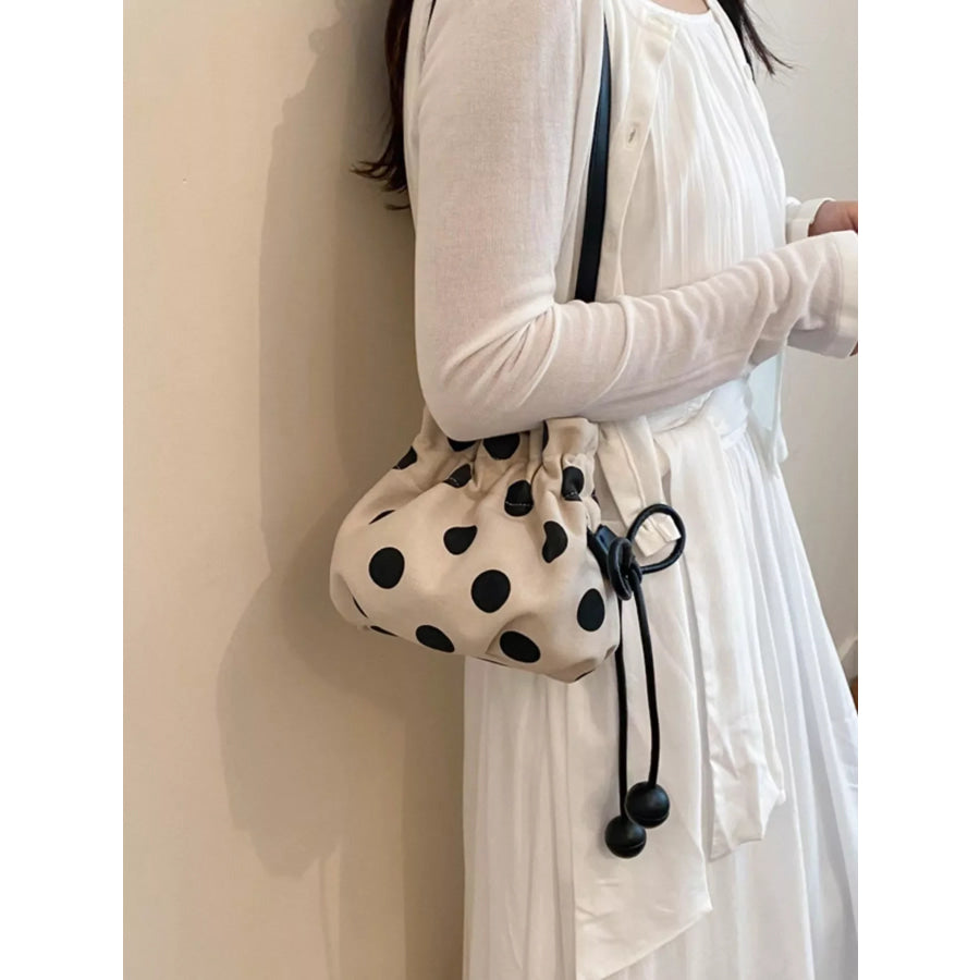 Polka Dot Drawstring Crossbody Bag Off-white / onesize Apparel and Accessories