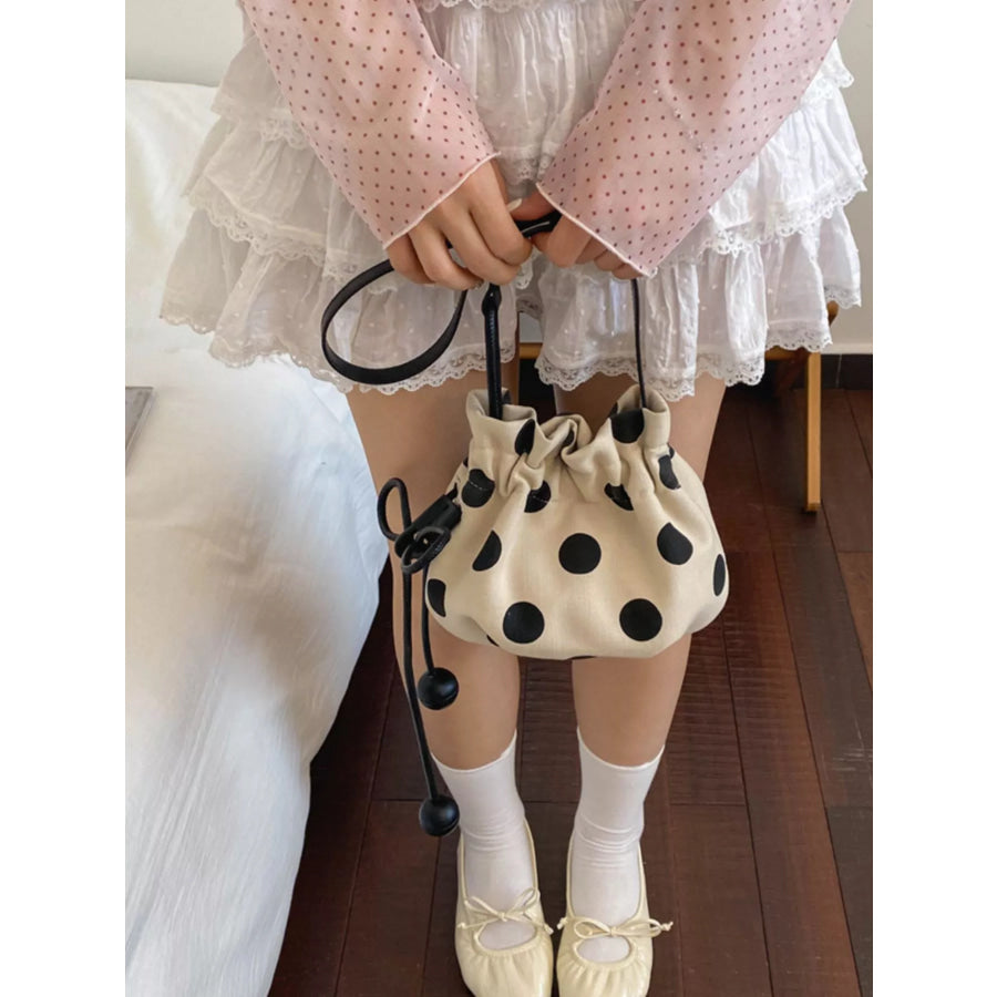 Polka Dot Drawstring Crossbody Bag Off-white / onesize Apparel and Accessories