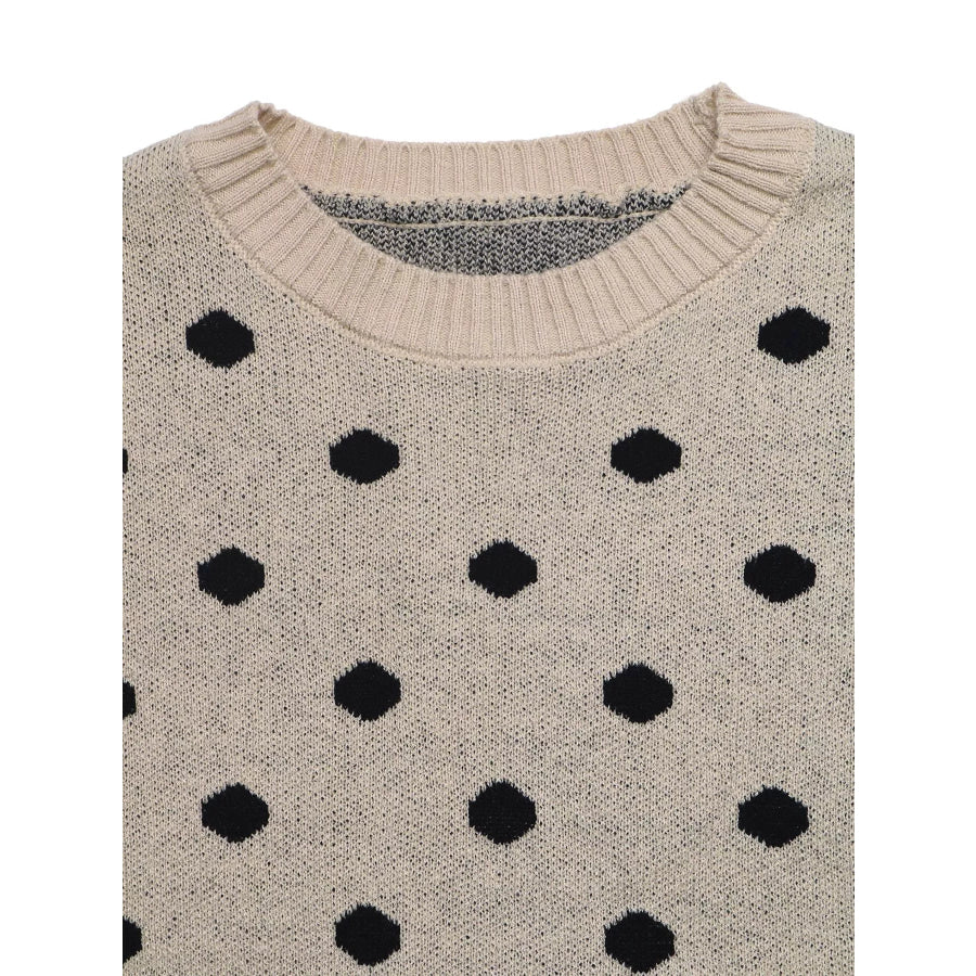 Polka Dot Dropped Shoulder Sweater Apparel and Accessories