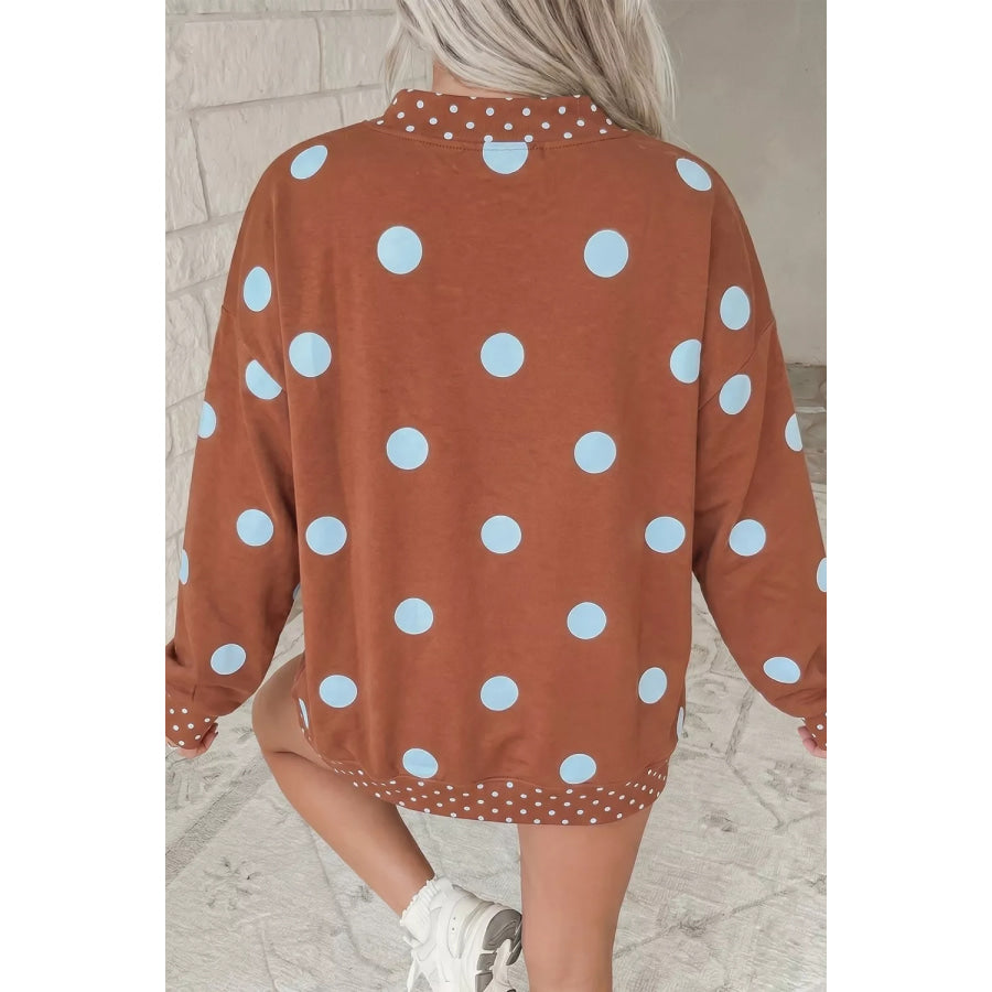 Polka Dot Dropped Shoulder Sweatshirt Apparel and Accessories