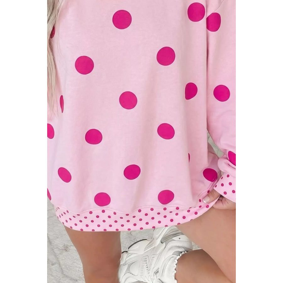 Polka Dot Dropped Shoulder Sweatshirt Apparel and Accessories