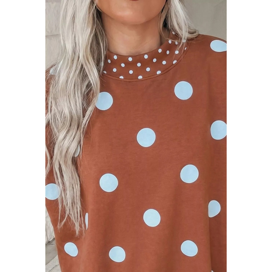 Polka Dot Dropped Shoulder Sweatshirt Apparel and Accessories