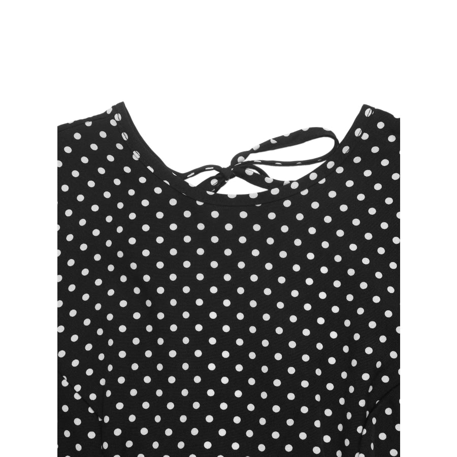 Polka Dot Flare Sleeve Maxi Dress Apparel and Accessories