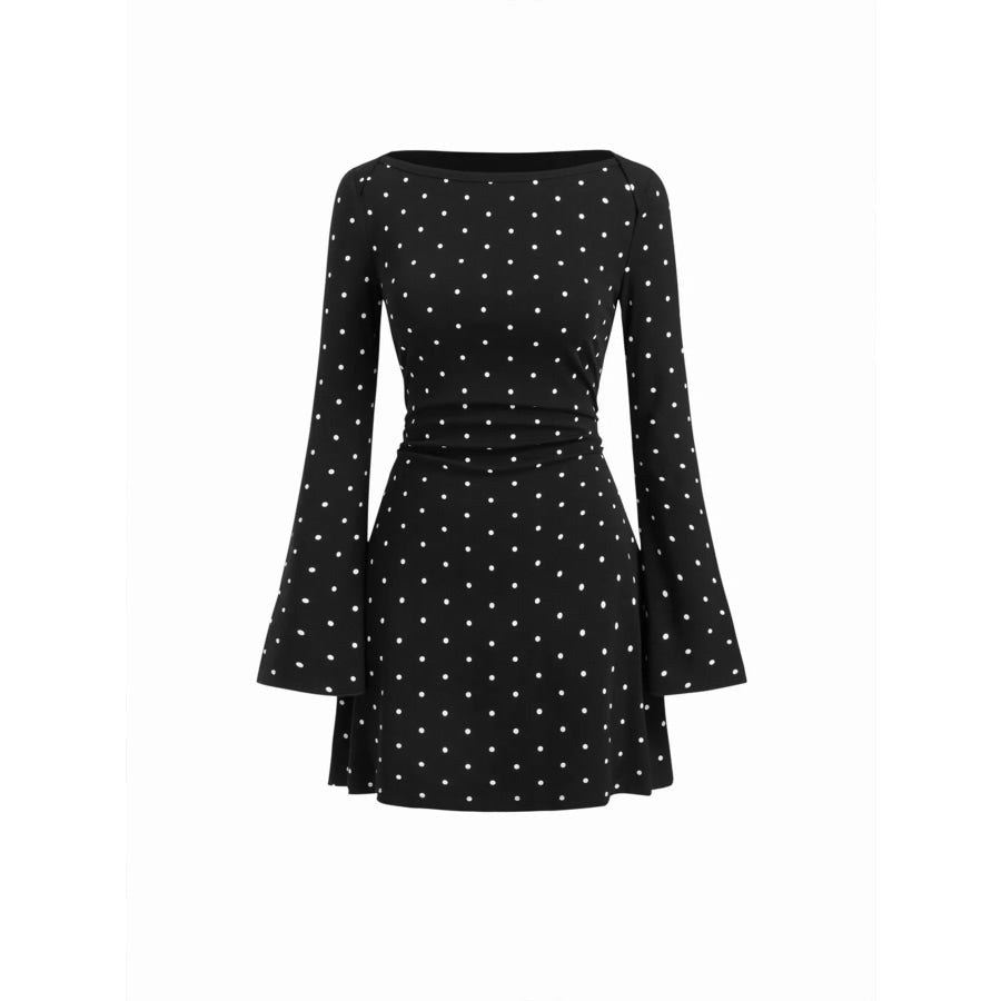 Polka Dot Flare Sleeve Mini Dress Apparel and Accessories