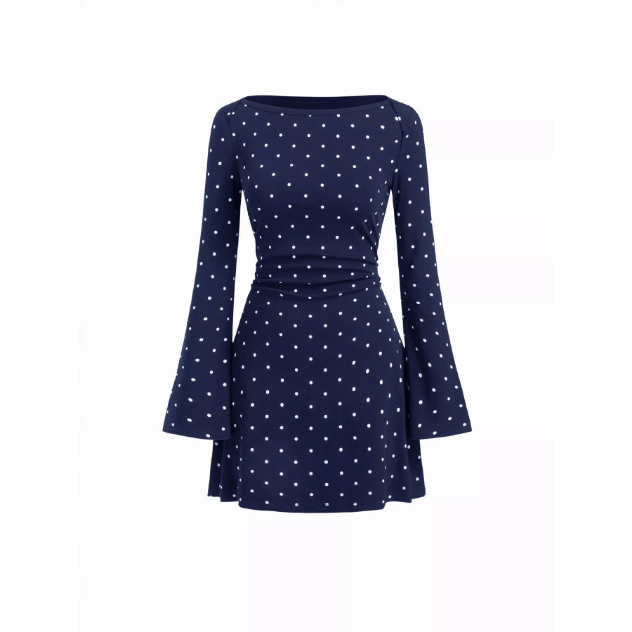 Polka Dot Flare Sleeve Mini Dress Apparel and Accessories