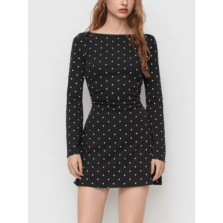 Polka Dot Flare Sleeve Mini Dress Apparel and Accessories