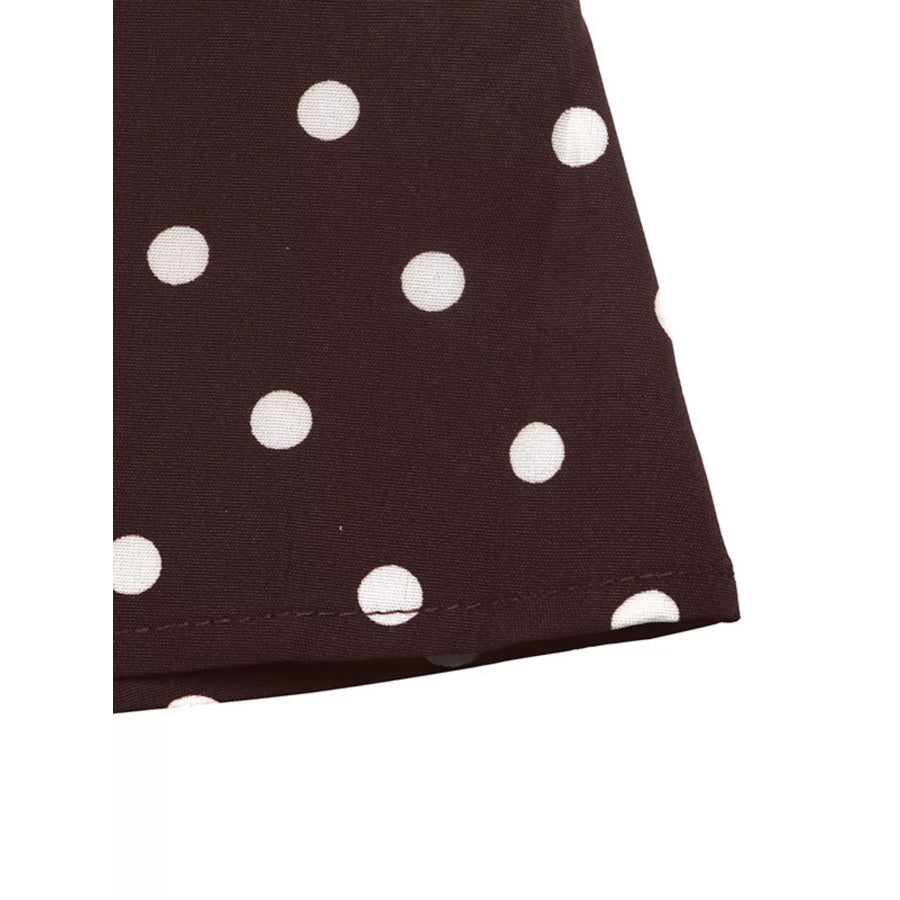 Polka Dot Flare Sleeve Tie Neck Dress Apparel and Accessories
