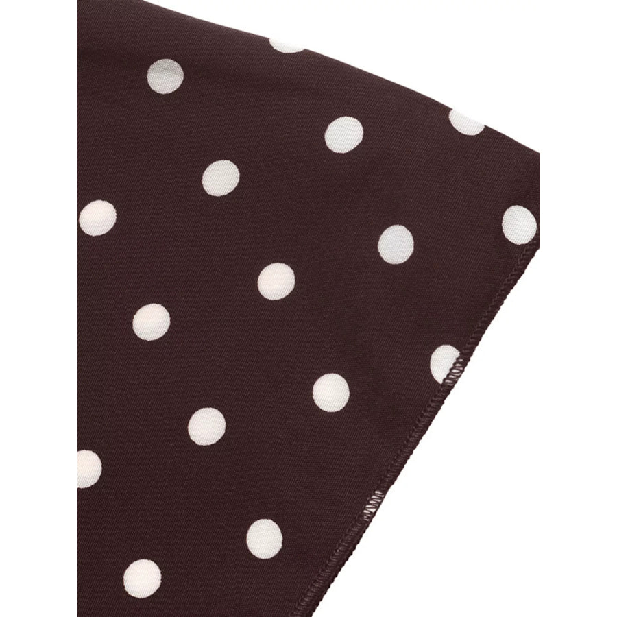 Polka Dot Flare Sleeve Tie Neck Dress Apparel and Accessories