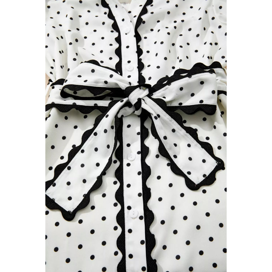 Polka Dot Half Sleeve Midi Dress Apparel and Accessories