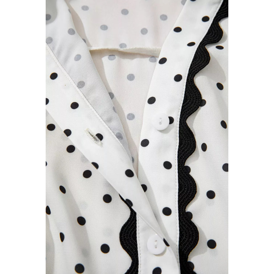 Polka Dot Half Sleeve Midi Dress Apparel and Accessories