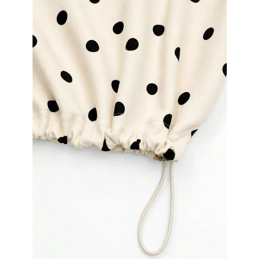 Polka Dot Half Zip Cropped Sweatshirt Apparel and Accessories