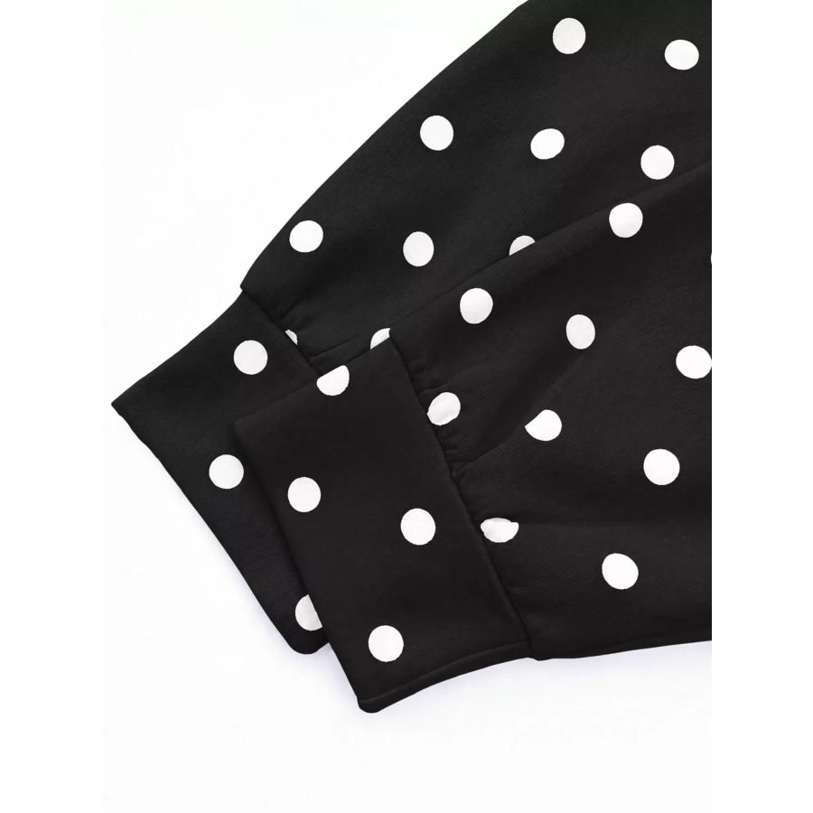 Polka Dot Half Zip Cropped Sweatshirt Apparel and Accessories