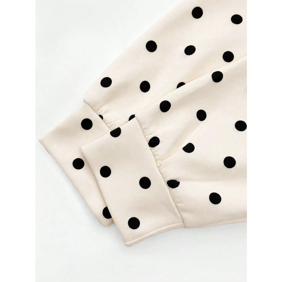 Polka Dot Half Zip Cropped Sweatshirt Apparel and Accessories