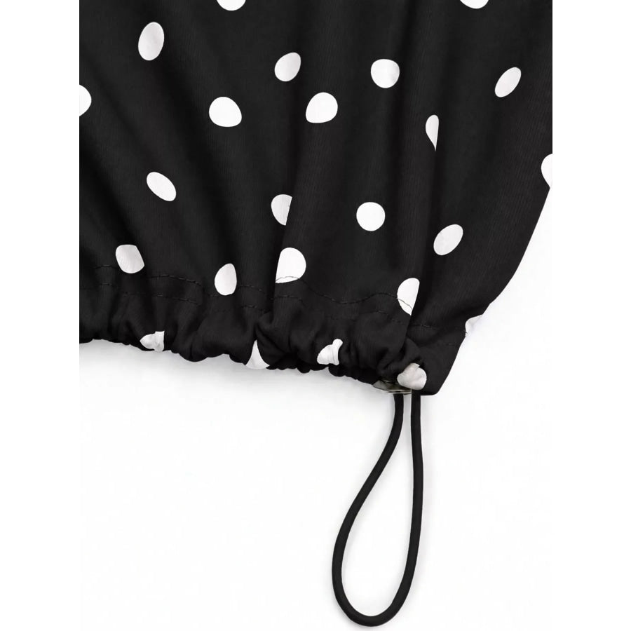 Polka Dot Half Zip Cropped Sweatshirt Apparel and Accessories