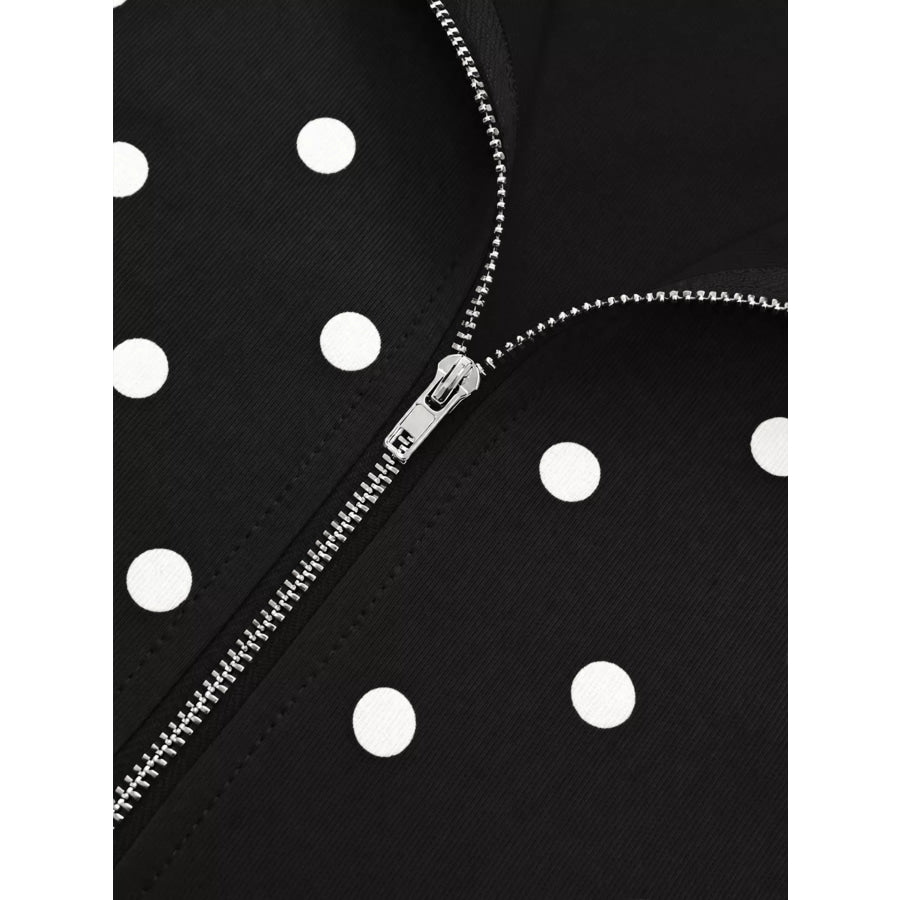 Polka Dot Half Zip Cropped Sweatshirt Apparel and Accessories