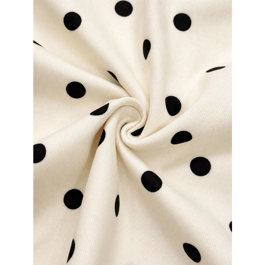 Polka Dot Half Zip Cropped Sweatshirt Apparel and Accessories