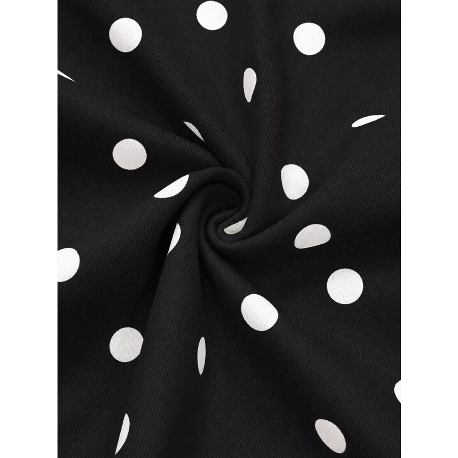 Polka Dot Half Zip Cropped Sweatshirt Apparel and Accessories