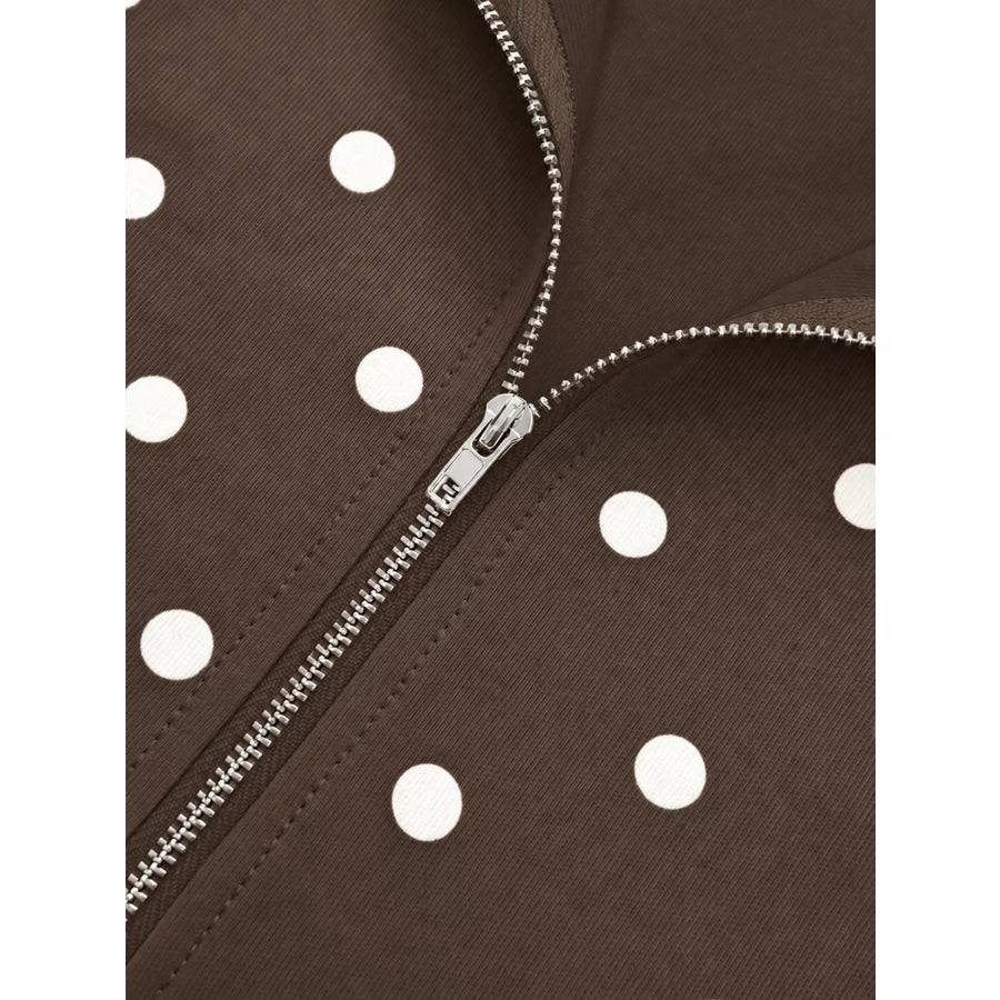 Polka Dot Half Zip Cropped Sweatshirt Apparel and Accessories