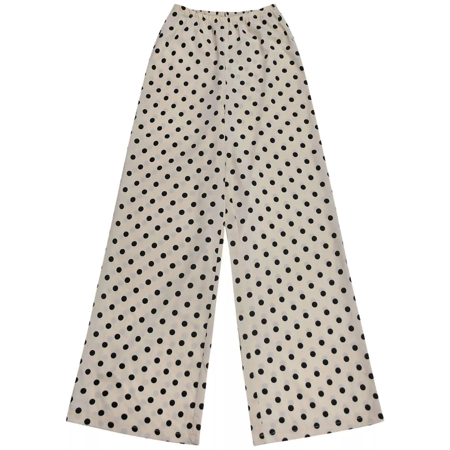 Polka Dot Halter Neck Cami and Fringe Trim Pants Set Apparel and Accessories