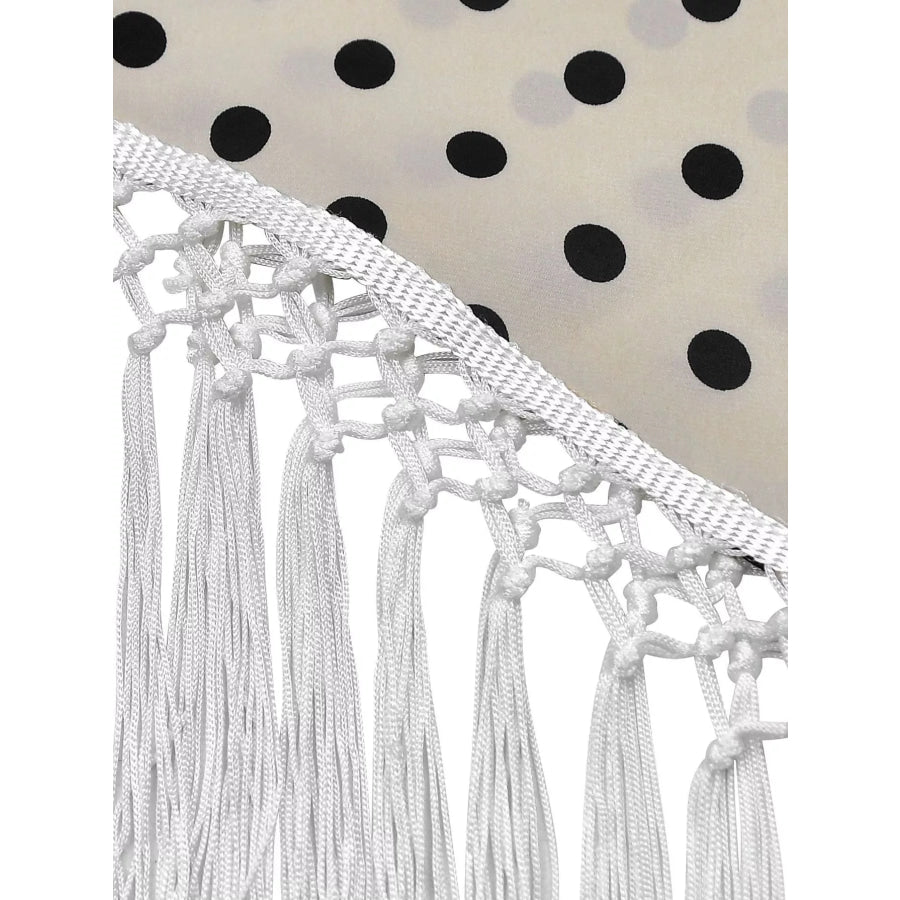 Polka Dot Halter Neck Cami and Fringe Trim Pants Set Apparel and Accessories