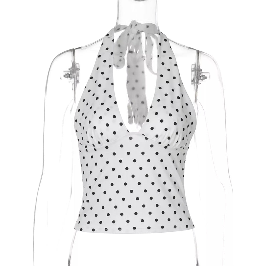 Polka Dot Halter Neck Cami Apparel and Accessories
