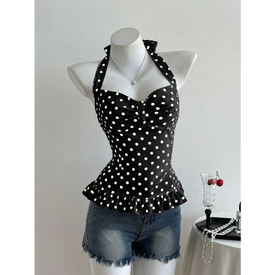 Polka Dot Halter Neck Cami Apparel and Accessories