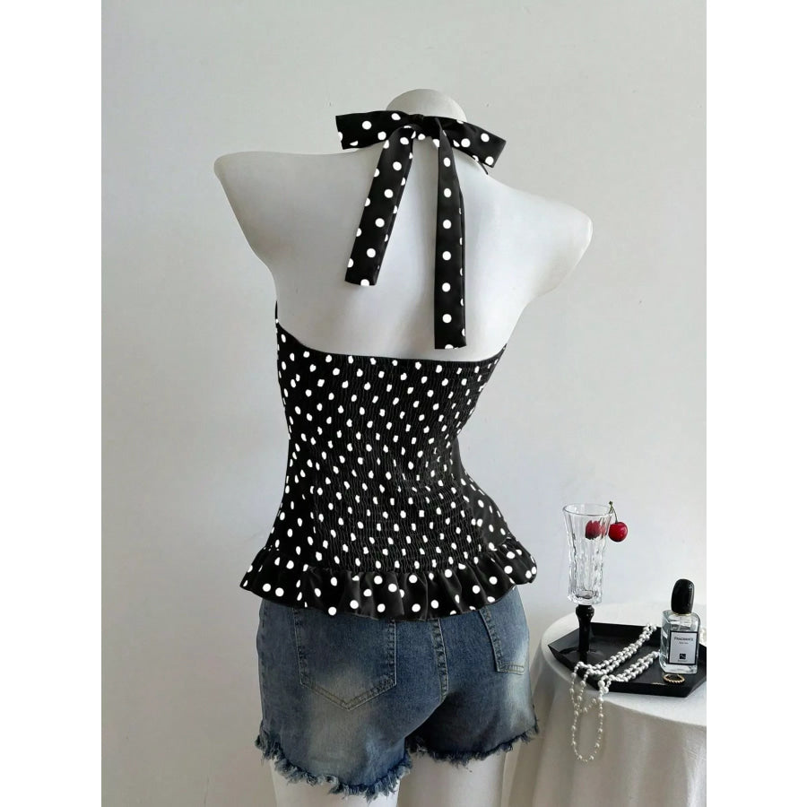 Polka Dot Halter Neck Cami Apparel and Accessories