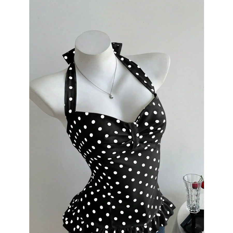 Polka Dot Halter Neck Cami Apparel and Accessories
