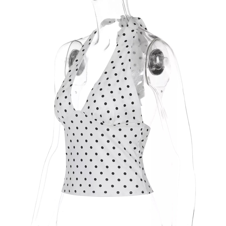 Polka Dot Halter Neck Cami Apparel and Accessories