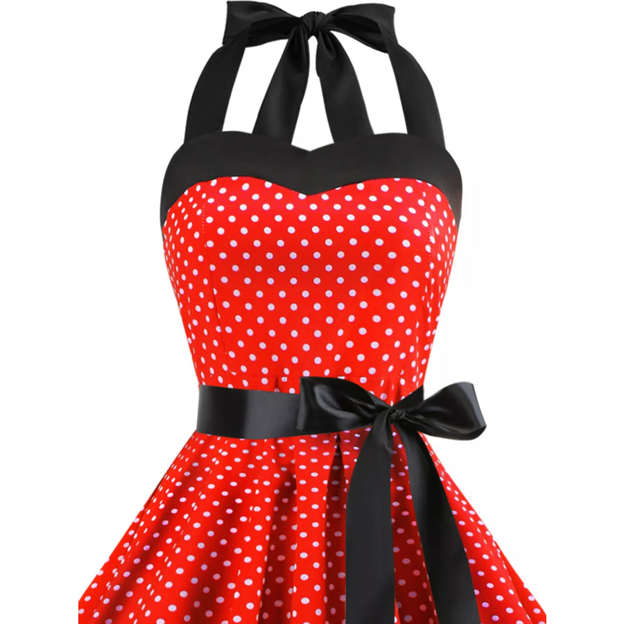 Polka Dot Halter Neck Dress Apparel and Accessories