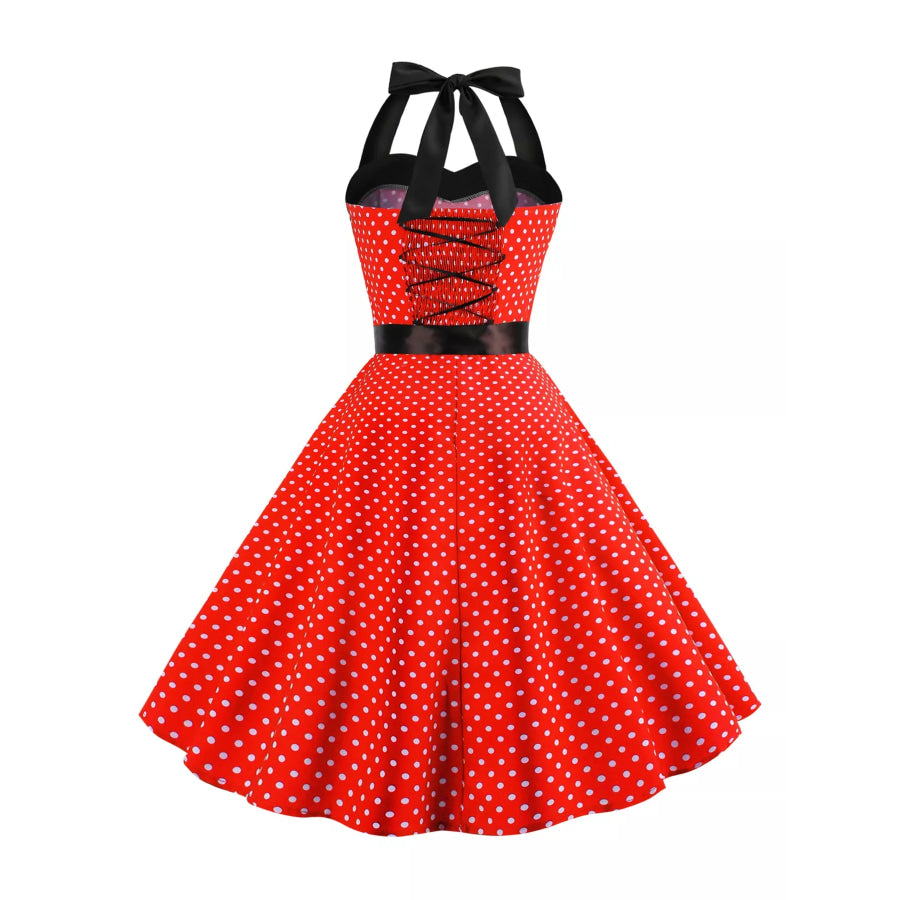 Polka Dot Halter Neck Dress Apparel and Accessories