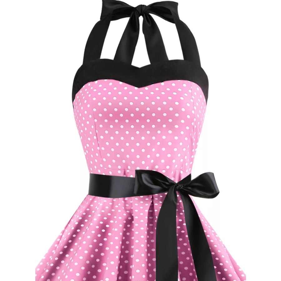 Polka Dot Halter Neck Dress Apparel and Accessories