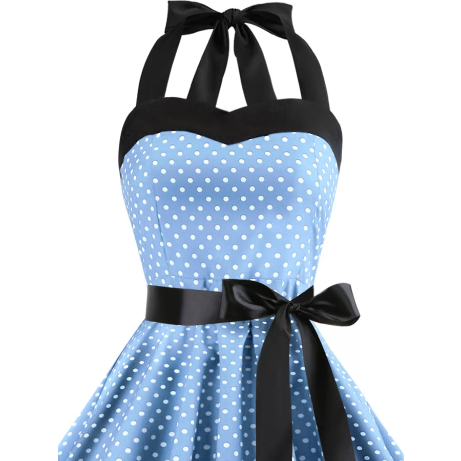 Polka Dot Halter Neck Dress Apparel and Accessories