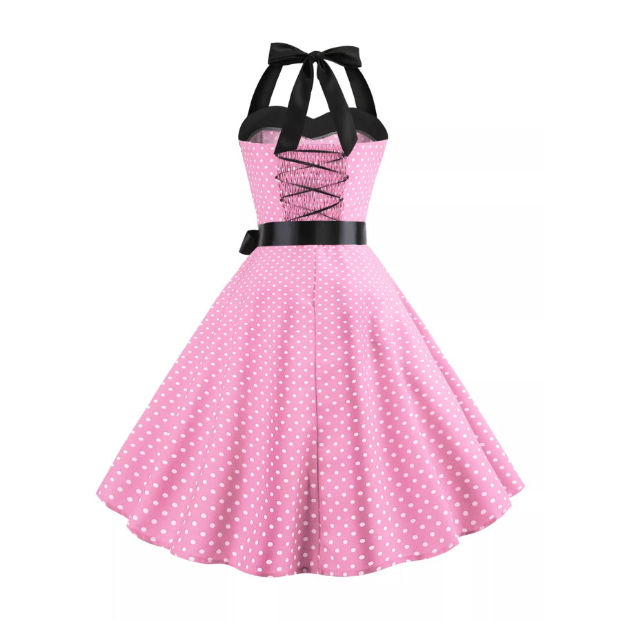Polka Dot Halter Neck Dress Apparel and Accessories
