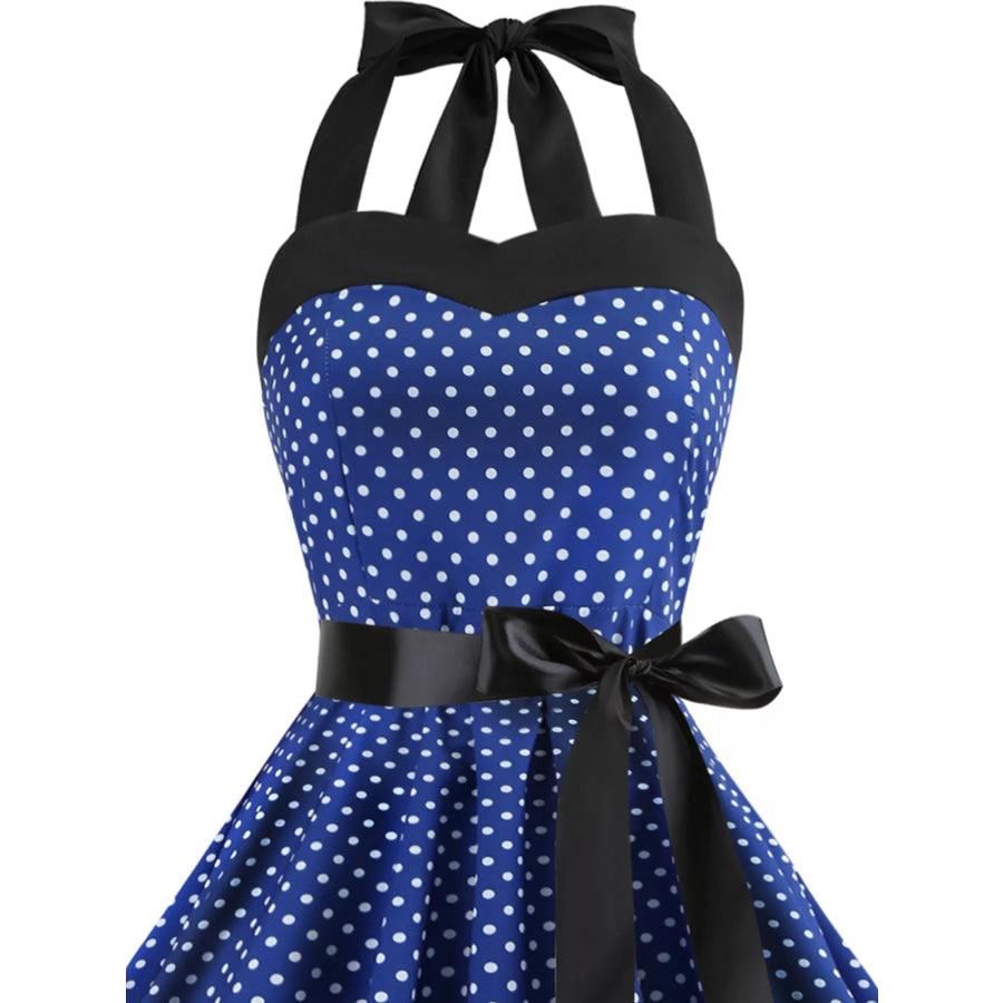 Polka Dot Halter Neck Dress Apparel and Accessories