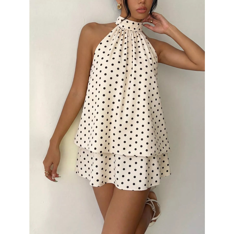 Polka Dot Halter Neck Mini Dress Apparel and Accessories
