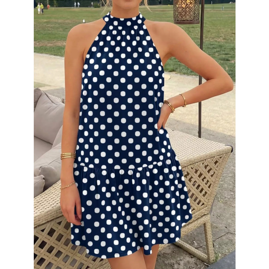 Polka Dot Halter Neck Mini Dress Apparel and Accessories