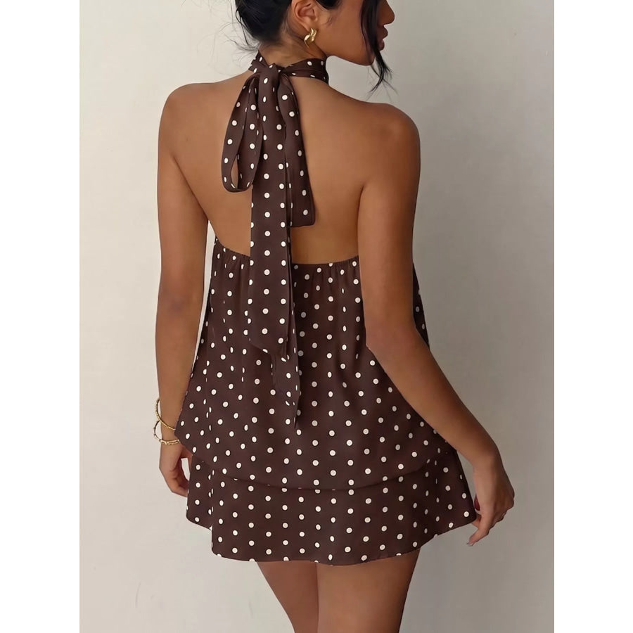 Polka Dot Halter Neck Mini Dress Apparel and Accessories