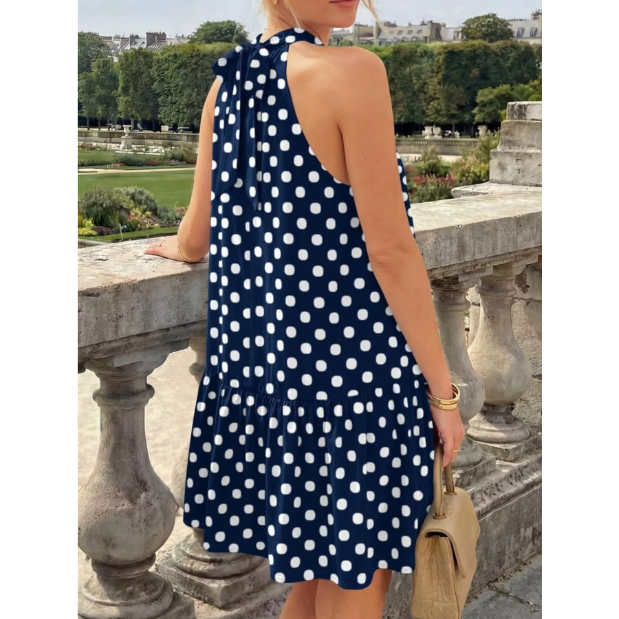 Polka Dot Halter Neck Mini Dress Apparel and Accessories