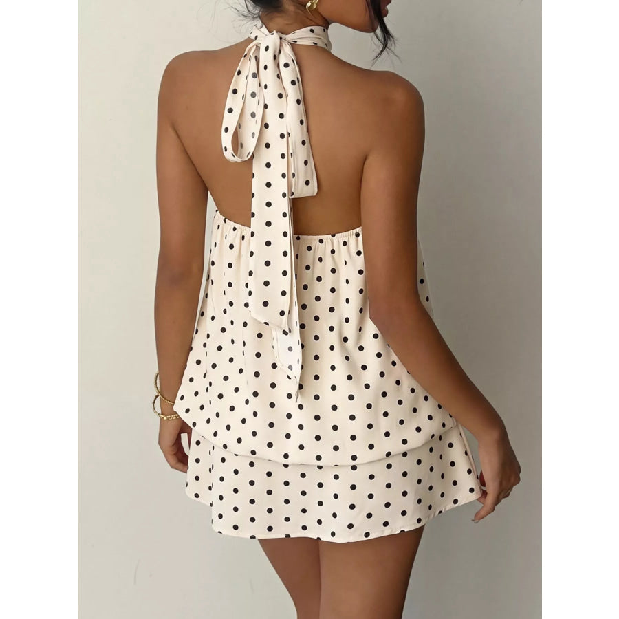 Polka Dot Halter Neck Mini Dress Apparel and Accessories