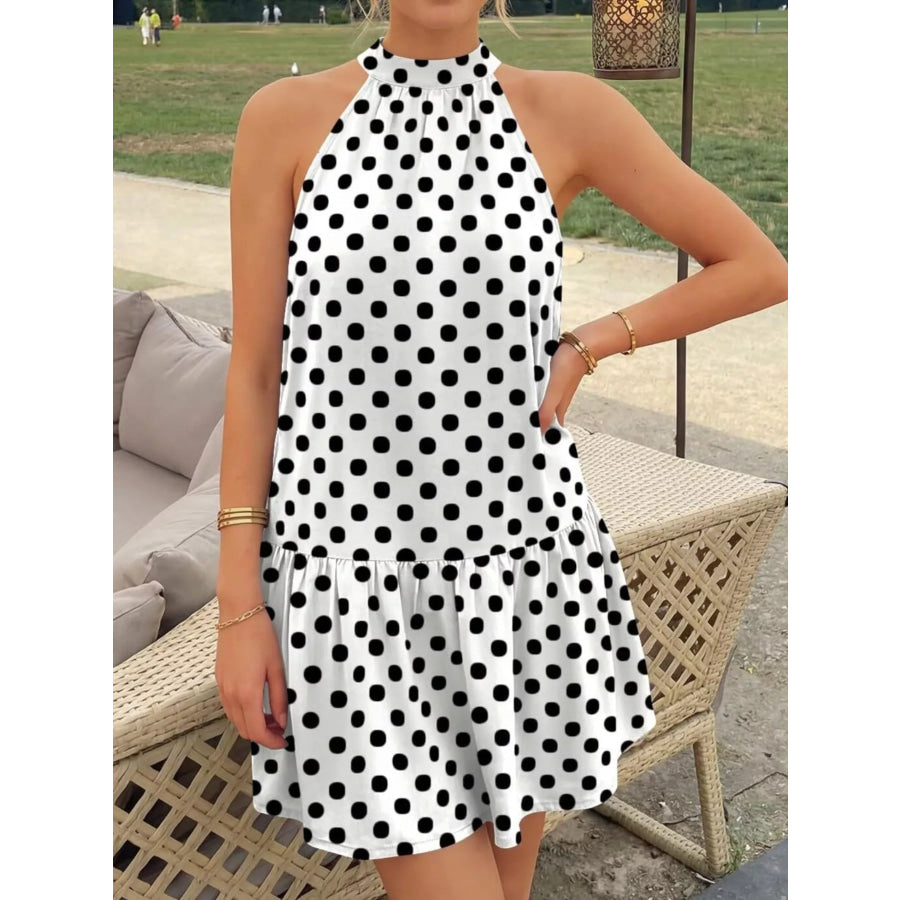 Polka Dot Halter Neck Mini Dress Apparel and Accessories