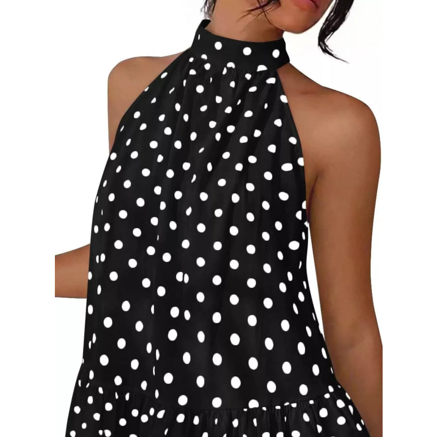 Polka Dot Halter Neck Mini Dress Apparel and Accessories