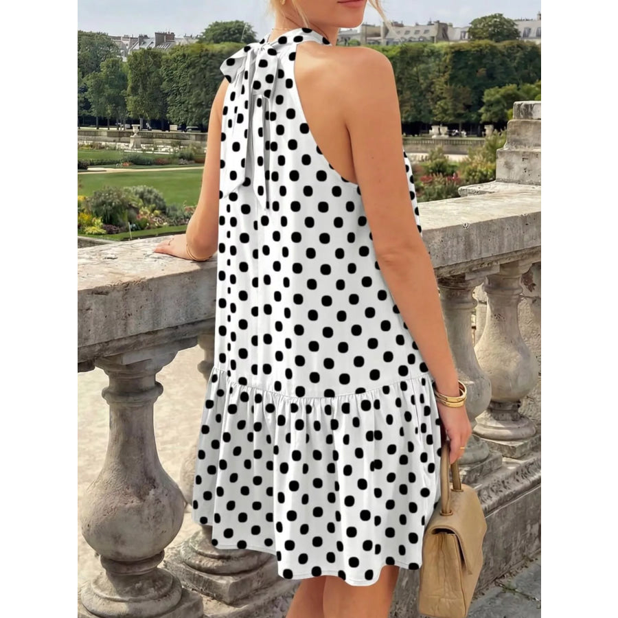 Polka Dot Halter Neck Mini Dress Apparel and Accessories