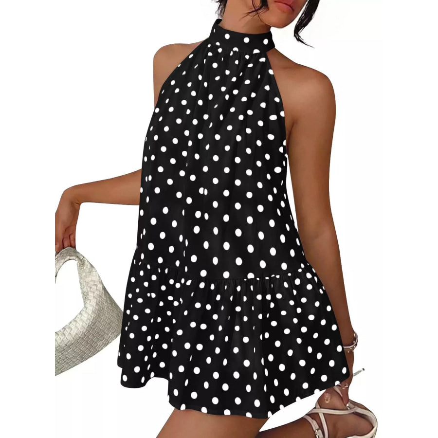 Polka Dot Halter Neck Mini Dress Apparel and Accessories
