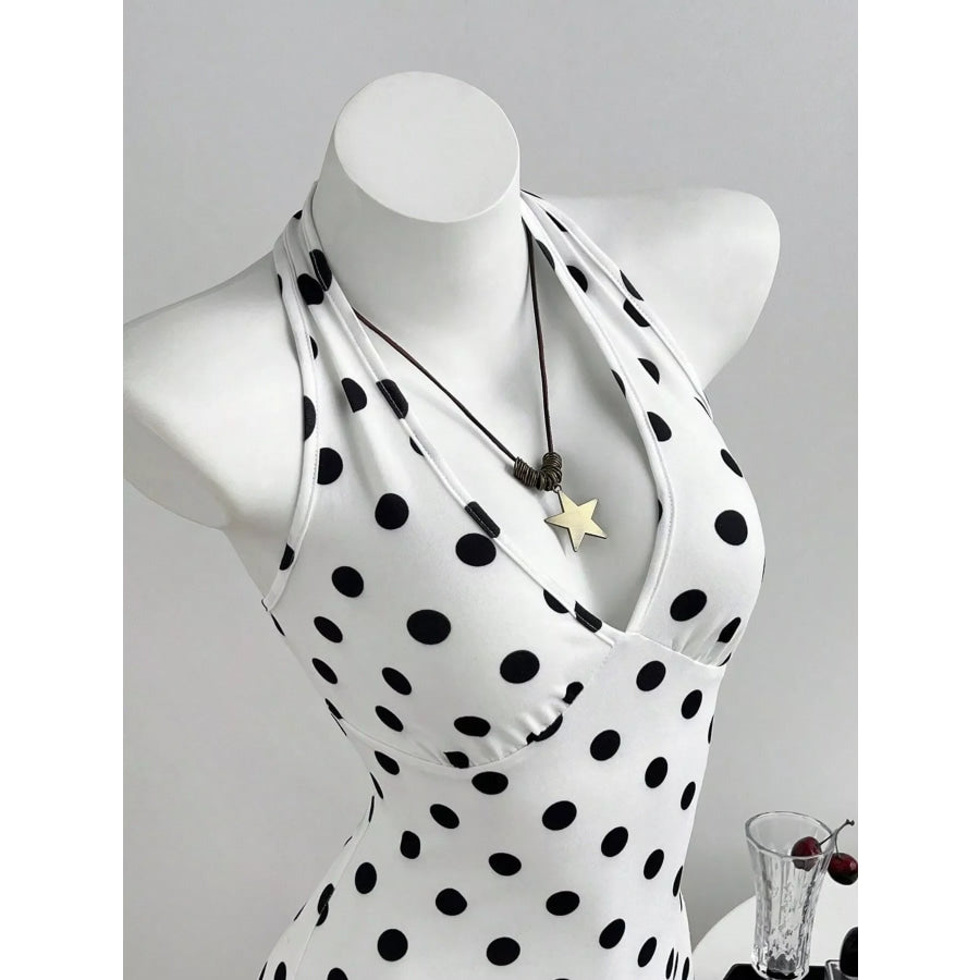 Polka Dot Halter Neck Romper Apparel and Accessories