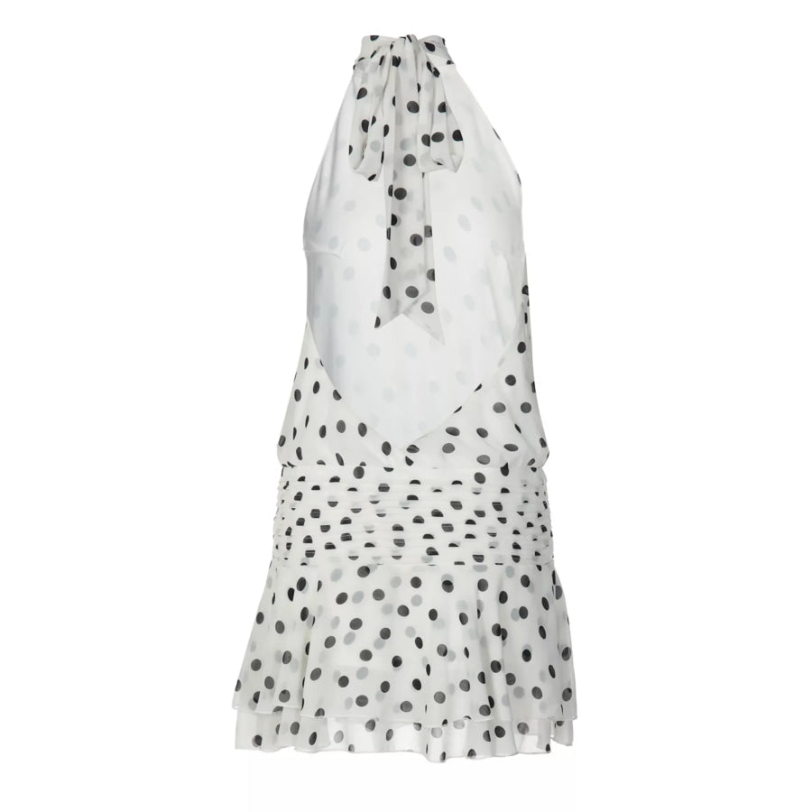Polka Dot Halter Neck Ruffle Dress Apparel and Accessories